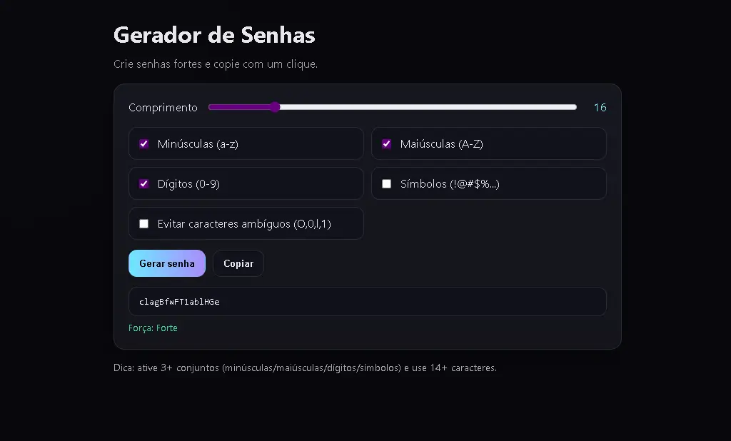 Gerador de senha gratis